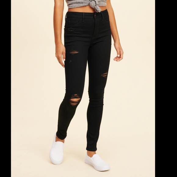 hollister black high waisted jeans